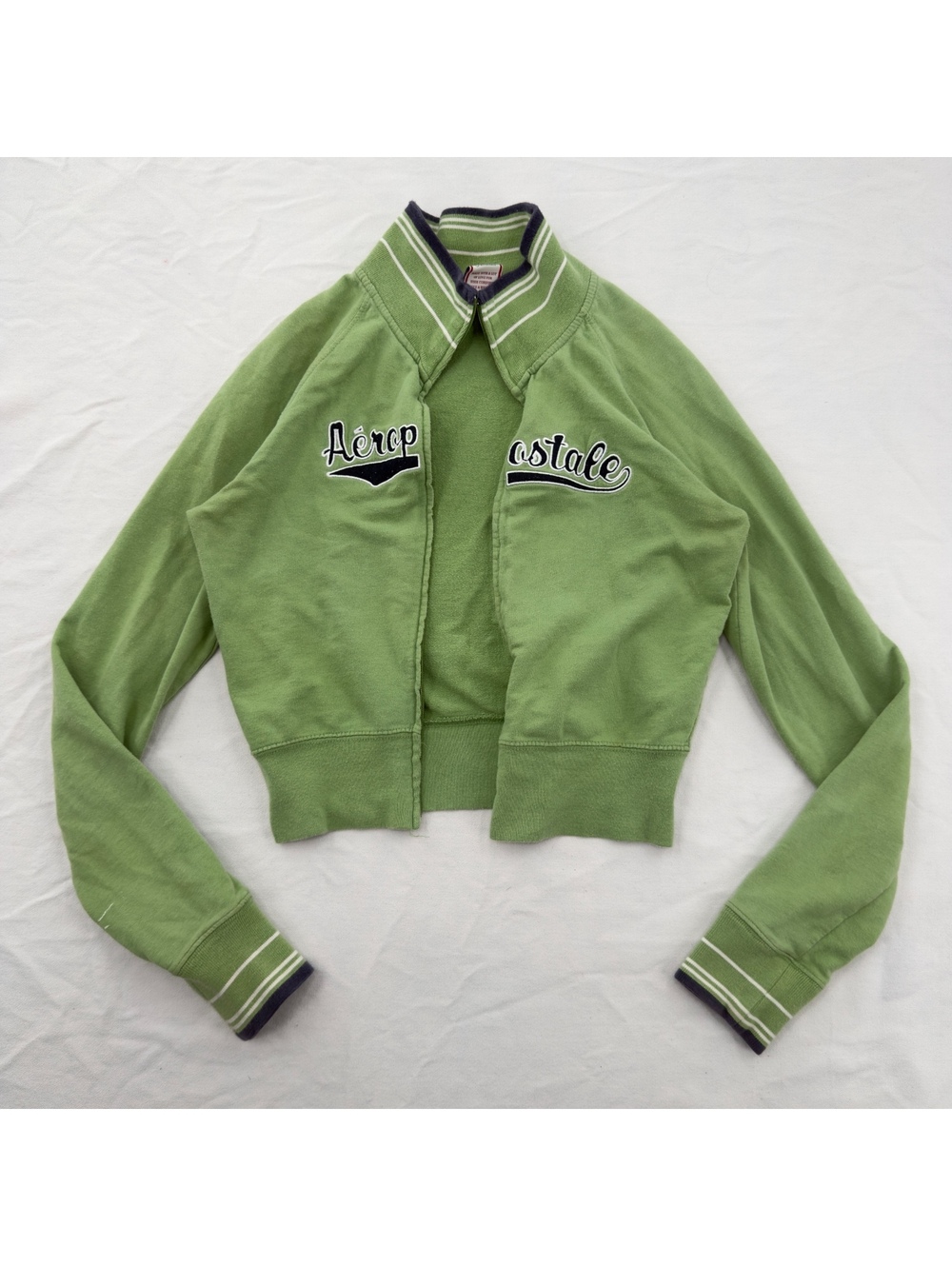 Y2K Aeropostale  Athletics Green Zip Up Track Jacket Womens  Cropped Vintage